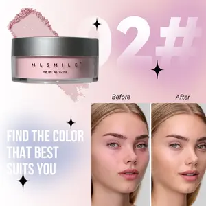 Setting powder, glitter setting powder, oil control, long-lasting makeup effect, light loose powder waterproof, smooth skin, fuzzy powder suitable for all skin tones, 6 colors, pink, Valentine's Day gift, Matte Makeup Finish