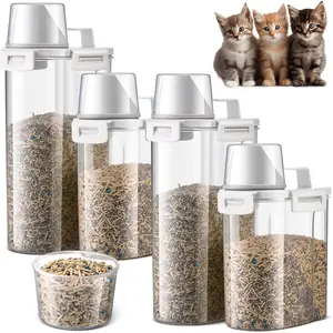 4 count  Litter Storage Container with Airtight  and Handle Heavy Duty  Litter Storage Bin Bucket with Spout Sealable