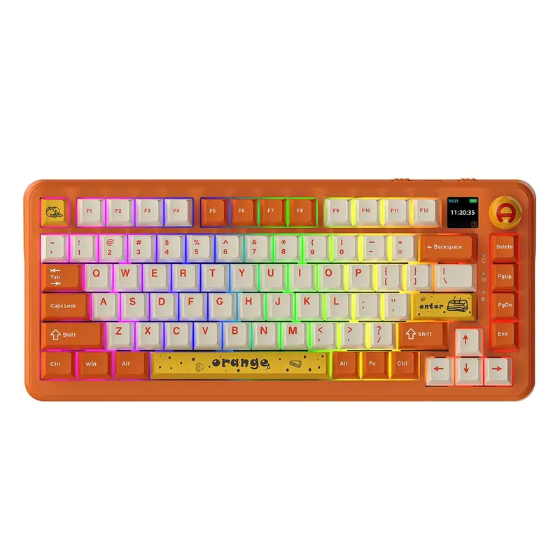 AJAZZ AK820MAX PLUS Mute switch wireless mechanical keyboard Bluetooth three-mode long battery life gaming office gaming color screen 8000mah