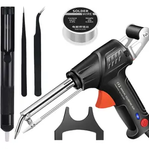 Multi-Function Soldering Iron Soldering Gun Set, 60W External Heating Soldering Gun, Electric Soldering Gun Kit, for Repairs Home DIY (5-Piece Set,Black)