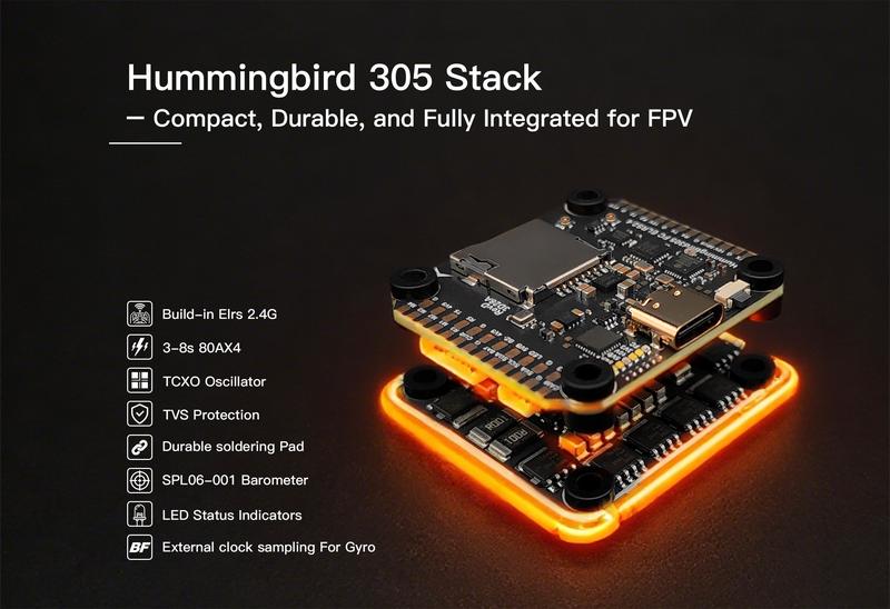 Hummingbird 305 Flight Stack – F722 FC with Built-in ELRS + 80A 4in1 ESC