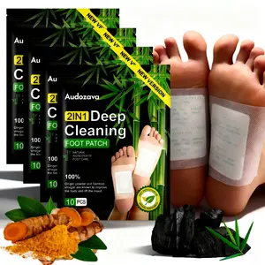 2-in-1 Detox Foot Patches | Stress Relief & Toxin Removal Infused with natural bamboo charcoal and ginger powder. Vegan, cruelty-free formula. 10 pieces per pack.