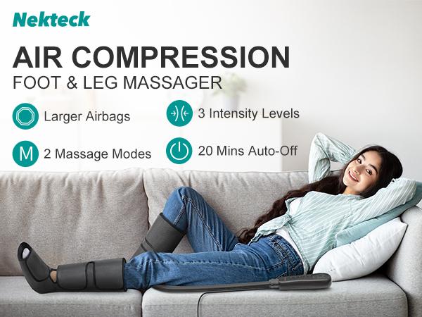 Nekteck Air Compression Leg Massager with 3 Massage Levels & Auto Shut Off Feature for Foot and Calf Comfort and Relaxation Nekteck Air Compression Leg Massager with 3 Massage Levels & Auto Shut Off Feature for Foot and Calf Comfort and Relaxation