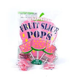 Fruit Slice Pops Strawberry 48 ct. - Sweet and Hard Lollipop Candy with Strawberry Flavor - 48 Count Bag Snack Bonbon
