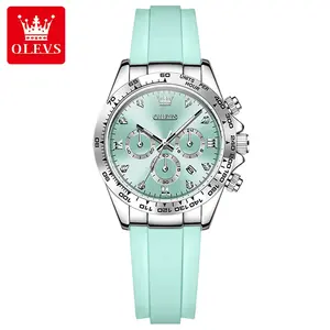 OLEVS New Macaron Niche Panda Three Eyes Six Pins Women's Watch Waterproof Luminous Quartz Multifunctional Women's Watch