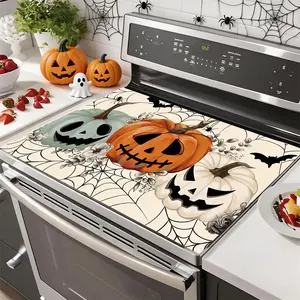 Soft Electric Stove Cover Cook Top Panel Protector Pad, Halloween Pumpkin Design, Scratch Resistant, Easy Clean, Multi-Purpose Kitchen Cover.Halloween, Thanksgiving, Autumn Decorations