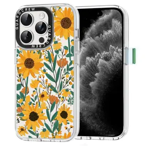 GuardCrew iPhone 15 Pro Max Case Sunflower Design for iPhone 15 Pro Max Cover [Crashproof 11FT Military-Grade Drop Protection] Clear Shockproof Bumper Slim Phone Cover for iPhone 15 Pro Max