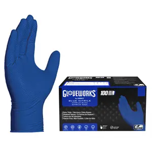 GLOVEWORKS HD ROYAL BLUE 6 MIL NITRILE GLOVES WITH RAISED DIAMOND TEXTURE, LATEX-FREE DISPOSABLE GLOVES