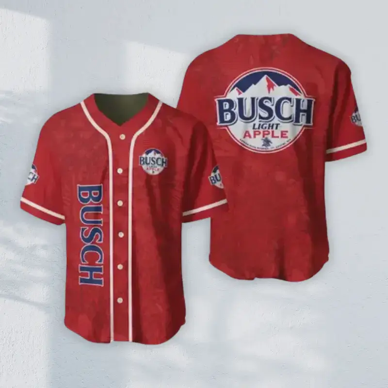 Busch Bapple Light Baseball Jersey, Funny Red Bapple Beer Drinking Shirt, Unisex Baseball Jersey Shirt, Lightweight Sportwear, Casual Street Style