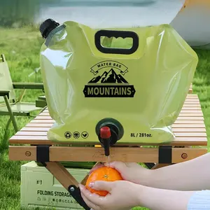 Super thick and foldable 2.1 gallon (8 liter) water bag with faucet, strong sealing, leak proof, reusable large capacity water storage container - BPA free, suitable for beverage storage - portable barbecue, camping, travel, outdoor cooking