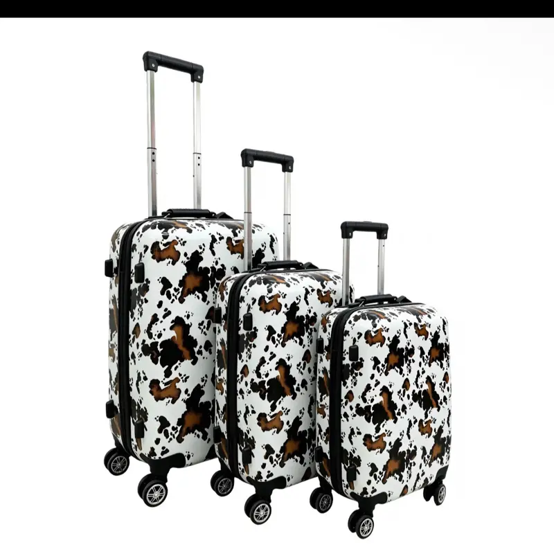 COWPRINT LUGGAGE, Lightweight Hardshell Travel Suitcase with 360-Degree Rotating Wheels for Weekend Getaways