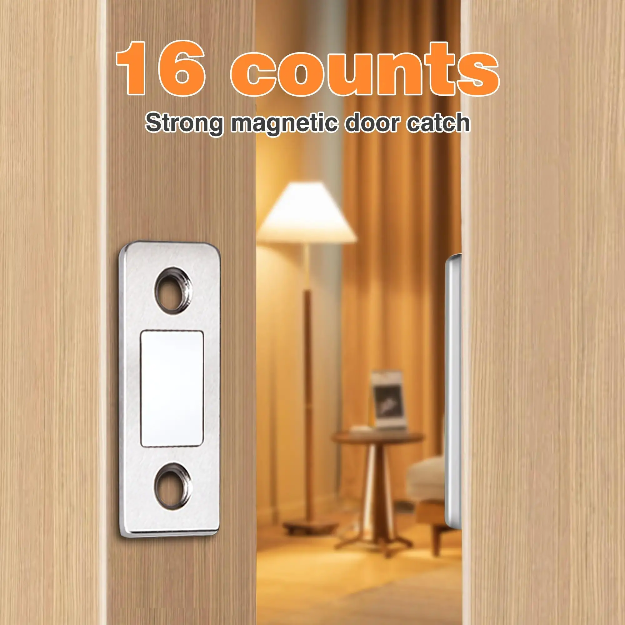 16 Counts Cabinet Magnetic Catch Heavy Duty without Punching, Versatile for Cabinets, Drawers & Windows, Hardware