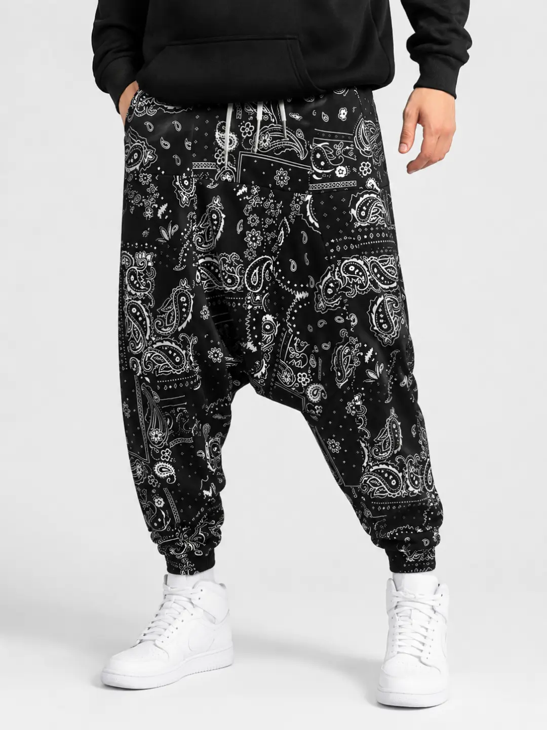Men's Y2K Streetwear Harem Pants Loose Fit Drop Crotch Baggy Cargo Joggers