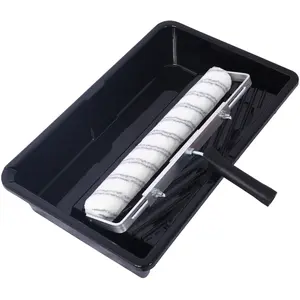 5-Piece Paint Roller Set 12-18 Inch Adjustable Aluminum Frame 3Pcs 18 Inch Microfiber Roller Covers Lint-Free Reusable 18 Inch Plastic Paint Tray 3/8" Nap Design for Water Oil-Based Wall Painting Drywall Decoration