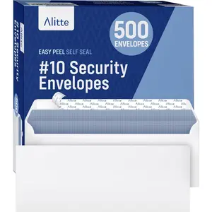 #10 Security Self Seal Letter Size Mailing Envelopes 500 Count Windowless Security Tinted White Business Envelopes for Checks Letters Office Documents 4-1/8" x 9-1/2"
