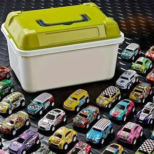 25/ 50 pieces of fashionable alloy elastic tin car simulation racing toy, children's interactive toy car model with storage box, perfect birthday collection edition surprise gift for boys over 3 years old (random style and color)