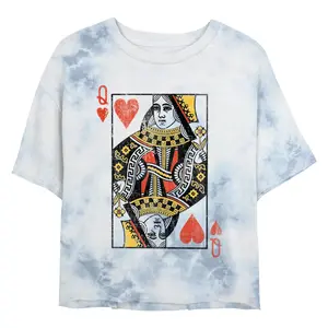 Junior's Lost Gods Queen of Hearts Card Crop T-Shirt