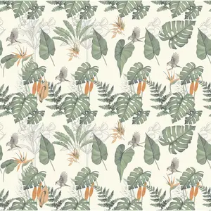 Self-Adhesive Light Color Plant Wall Paper Roll, Banana Leaf Peel & Stick Wallpaper, Waterproof Removable Easy Installation