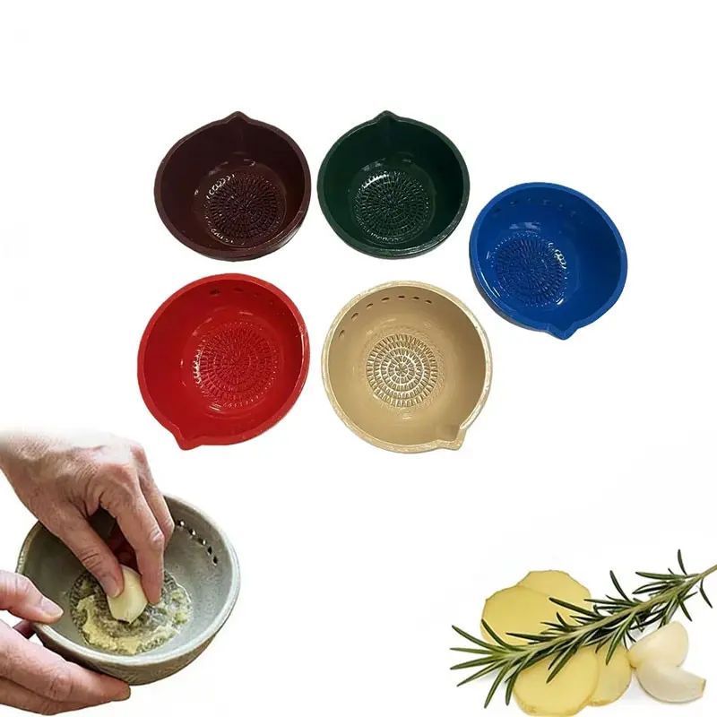 Resin Vanilla Stripper, Garlic Grinding Bowl: Handmade Garlic Grinding Plate Vanilla Bowl, 7-hole Efficient Stripping Plate with Drain, Multi functional Durable Kitchenware, Kitchen Tool, Utensils, Garlic Peeler