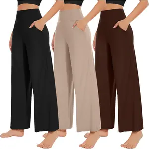 3 Pack Women's Wide Leg Pants with Pockets High Waist Loose Sweatpants Casual Lounge Yoga Workout Palazzo