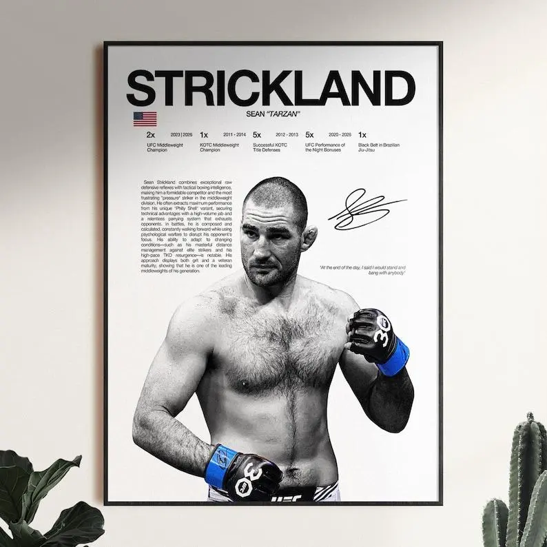 Sean Strickland Poster, UFC Wall Print, MMA Wall Print, Fighter Poster, Gym Poster, UFC Fan Room Decor, Gift for Him, ufc Champion