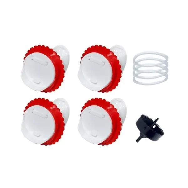 Hinest DIY Chicken Feeders No Waste, 4 Ports Poultry Feeder with Hole Saw for Buckets Troughs