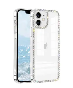 Compatible with iPhone 11 Clear Case Bling Diamond Rhinestone Cute for Girls Women Girly Case Glitter Shiny Sparkle Bumper Design Soft Silicone Luxury Fashion Protective 3D Phone Case