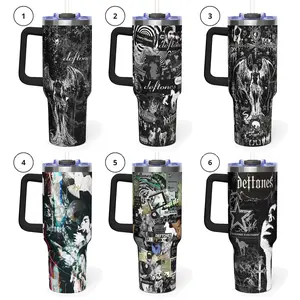 Deftones 40oz Handle Tumbler - Music Icon Tribute 40oz Handle Tumbler – Inspired Stainless Steel Travel Cup, Fan Gift