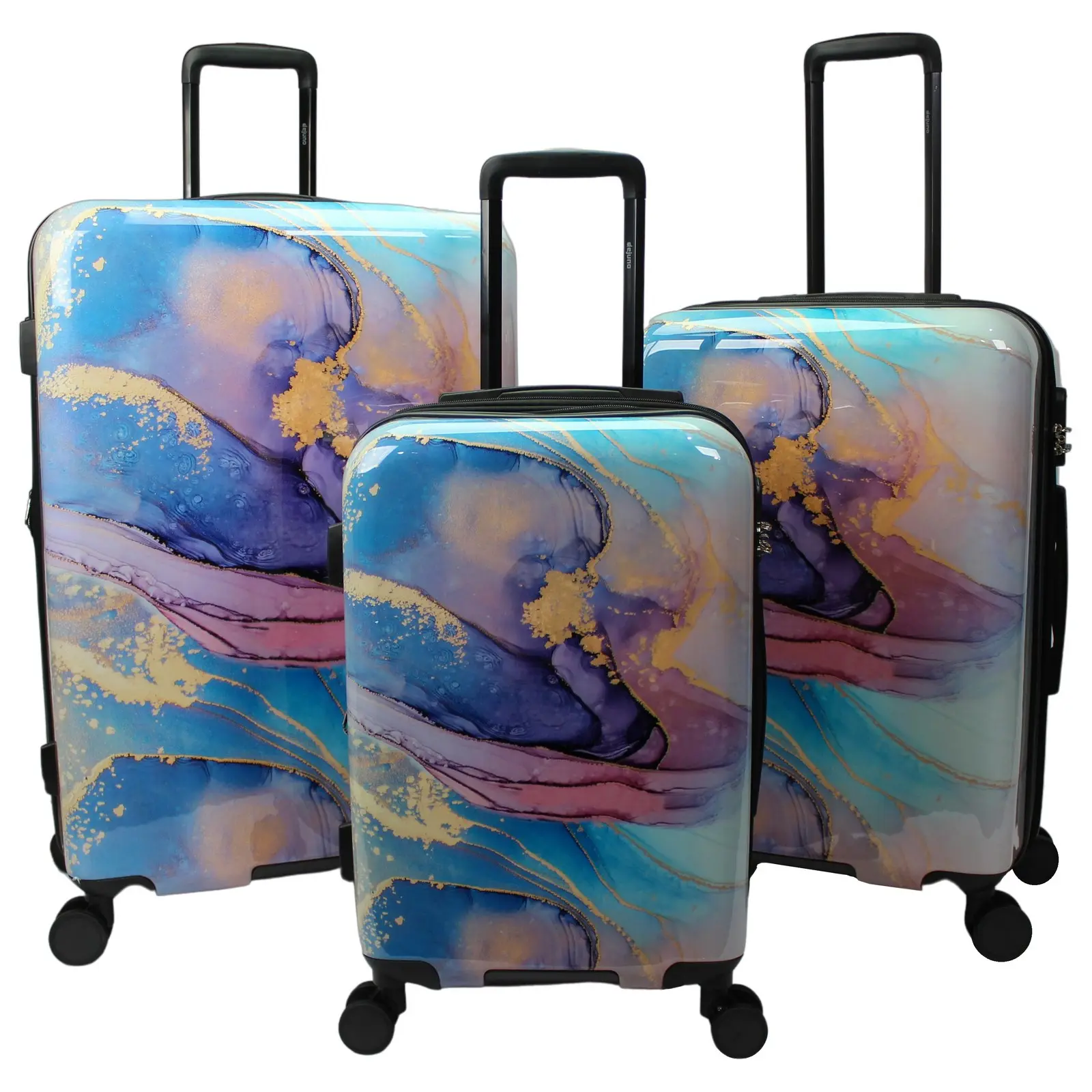 World Traveler Dejuno Wave Marble 3-Piece Expandable Spinner Luggage Set - Lightweight, 8 Spinner Wheels, Mesh Pockets, Top and Side Carry Handles, Retractable Handle, High-Capacity, Combination Padlock, 20" H X 13" L X 9.5" W, Grab Handle