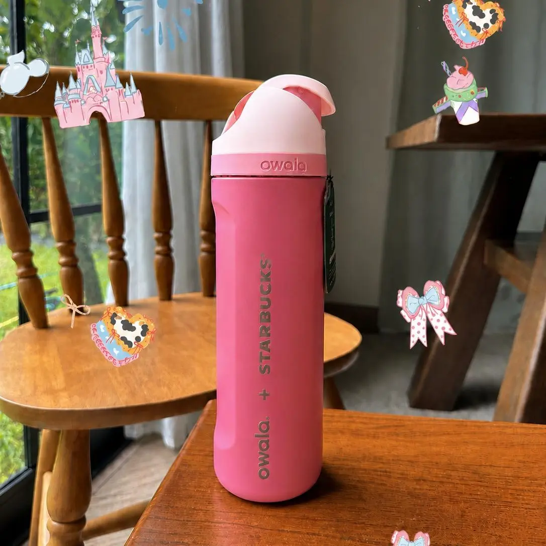 Owala FreeSip 24oz Pink Water Bottle – Limited Edition Insulated Stainless Steel Bottle with Straw, Leakproof for Travel & Daily Use