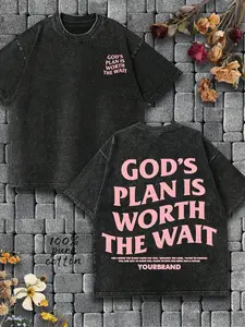 Christian Clothing T-Shirts, Clothing Worn By Religious Believers "GOD'S PLAN IS WORTH THE WAIT" , Bible Verse (Jeremiah 29:11) God Has A Plan To Bless And Give Hope To People, Vintage Style T-Shirts, 100% Cott