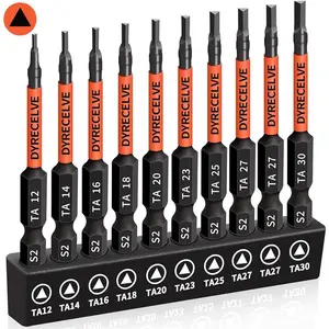 10-Pack Triangle Screwdriver Set - Premium S2 Steel Triangle Bit Set (2.56" Long Magnetic Head) 1/4 Hex-Shank, Sizes: TA12, TA14, TA16, TA18, TA20, TA23, TA25, TA27 (x2), TA30, Professional & DIY Use