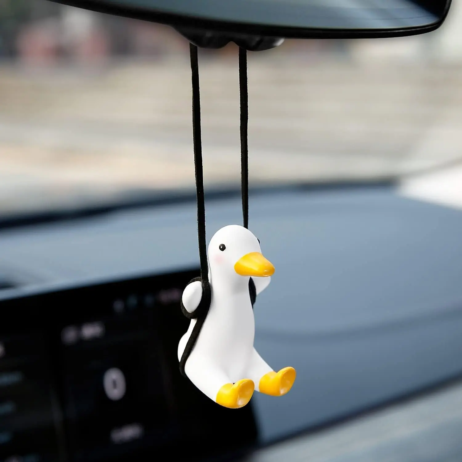 Car Hanging Duck Swing Ornament | Plaster Material, Mirror Decoration for Car Interior, Brand: Xin Leading, Car Interior Accessory, Car Accessories Cute, Car Interior Ornaments, Car Decorations Interior