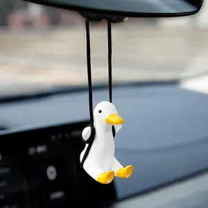 Cute Swinging Duck Car Rear View Mirror Hanging Accessories Funny Car Interior Decor Gifts for Women Men (Duck) Car Ornament