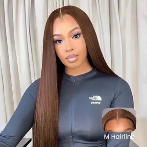 [NEW] AliPearl Wigs Widow's Peak Straight #4Dark Brown Color 6x8 Lace Closure Wig Glueless Pre Cut Pre Plucked Lace Human Hair #SummerWins #DealsForYouDays