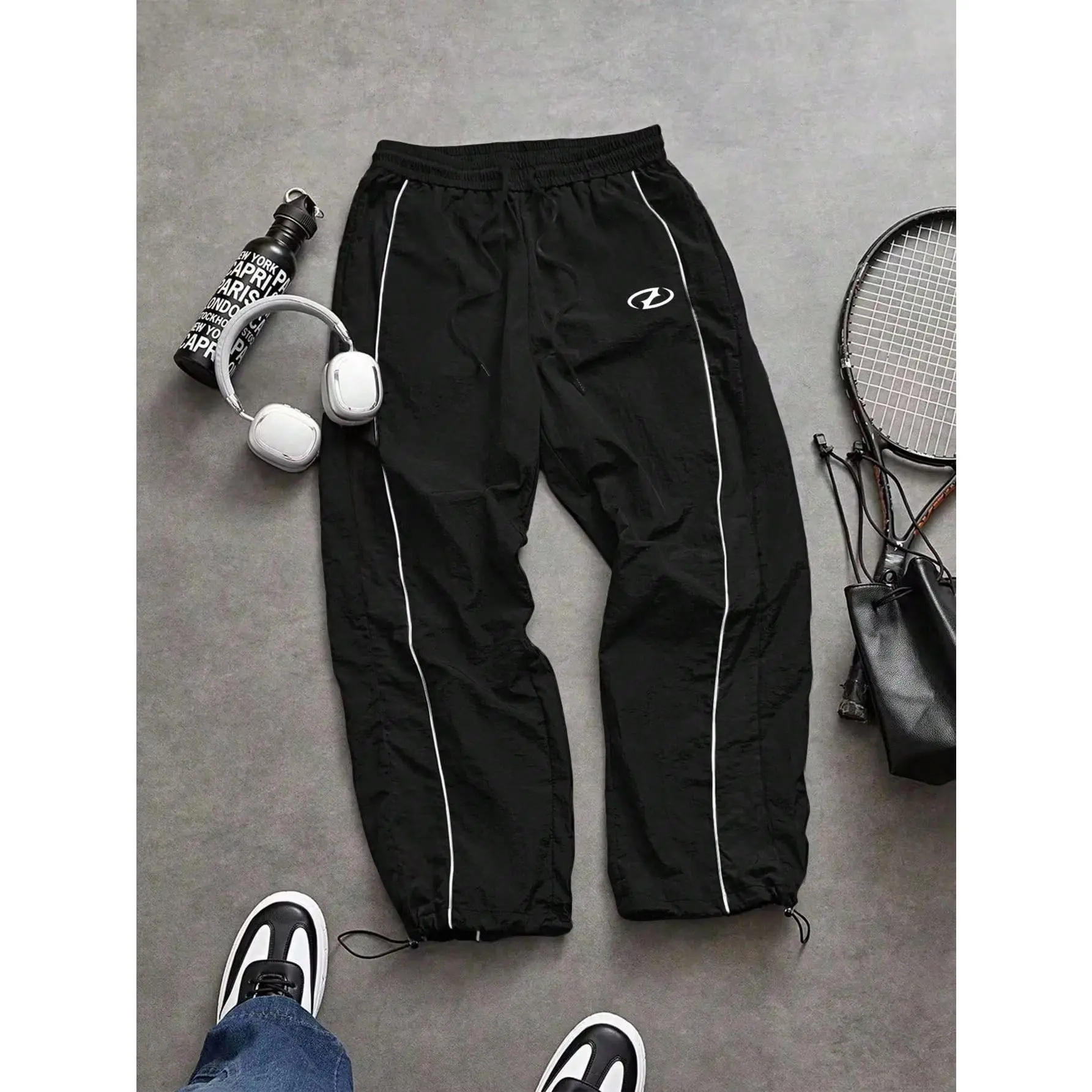 Casual Drawstring Waist Cuffed Sports Pants Gym Clothes Men Workout Clothes Sports Clothes