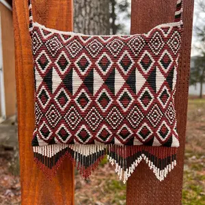 Optical Illusion - Boho Beaded Purse in Brown & White - Handmade by Mexican Artisans - Mother Sierra
