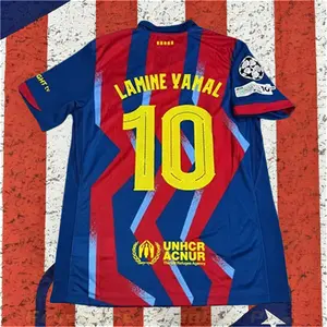 2025 2026 Home Red Blue Yamal 10 Short sleeve Soccer jersey