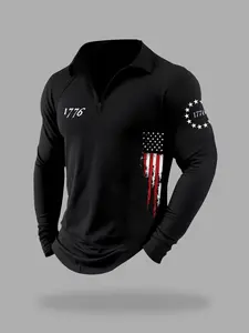 Men's Half-Zip Long Sleeve Shirt, Athletic Apparel, Casual Fashion Top for Daily Wear & Outdoor Activities, Comfortable Fit Design for Men