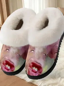 Printed Backless Cotton Headed Non Slip Boots 2025 Fashion Fall & Winter New Home Indoor Outdoor Comfortable Soft Cushioned Slippers Textile Shoes for Women, Footwear