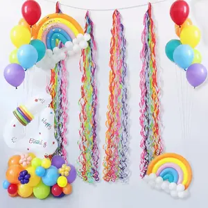 52IN 10 count Rainbow Swirls Tassel Hanging Garland Party Decorations for Classroom, Ceiling, Balloon Honeycomb Lanterns Decor, Suitable for Birthday Party,  Shower, Christmas
