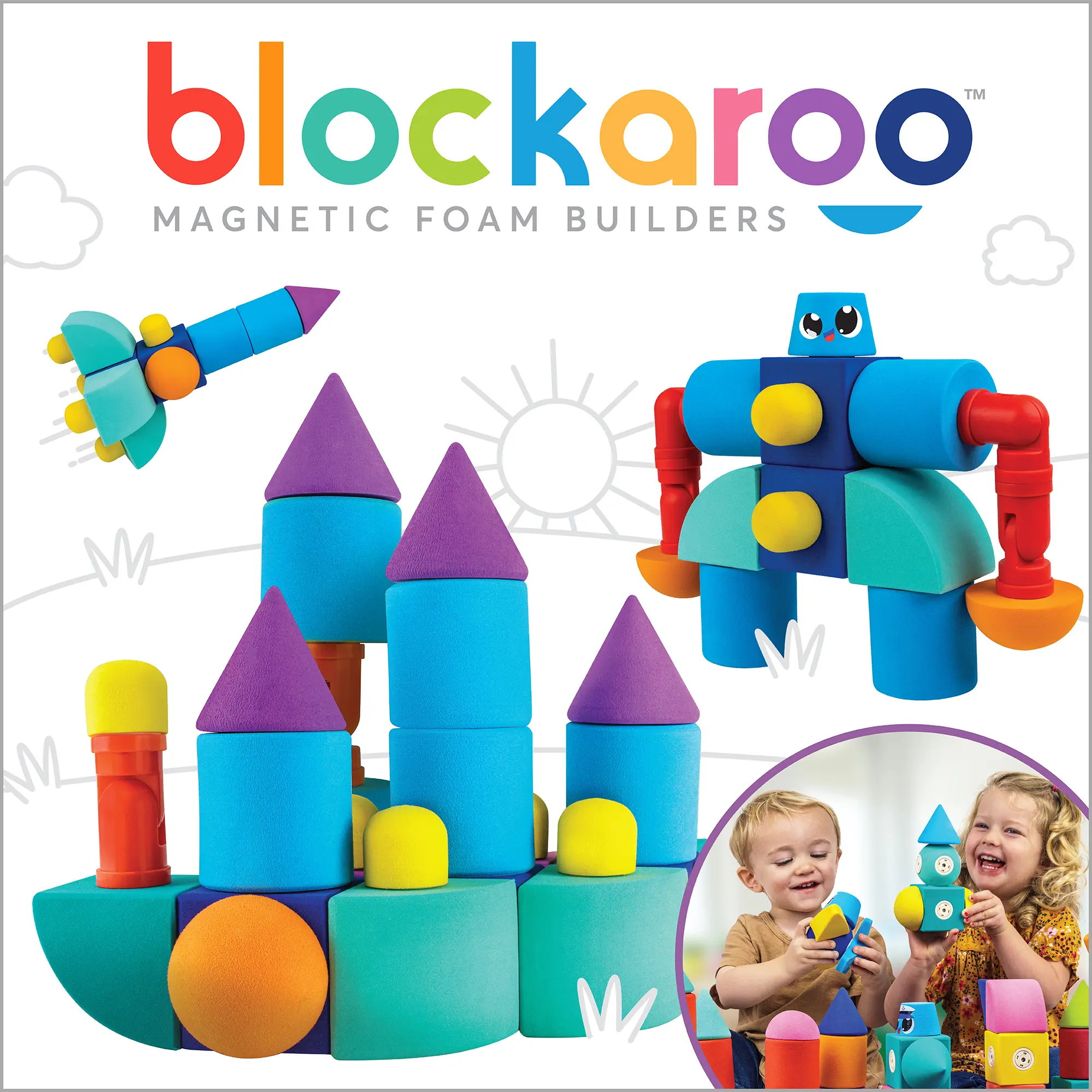 Blockaroo Magnetic Foam Blocks - 17-Piece Critter Set for Kids Ages 3-6, STEM Preschool Toy, Bath Time Fun & Learning, Gift Ready