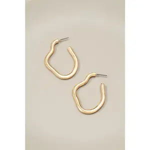 Irregular shape metal hoop earrings