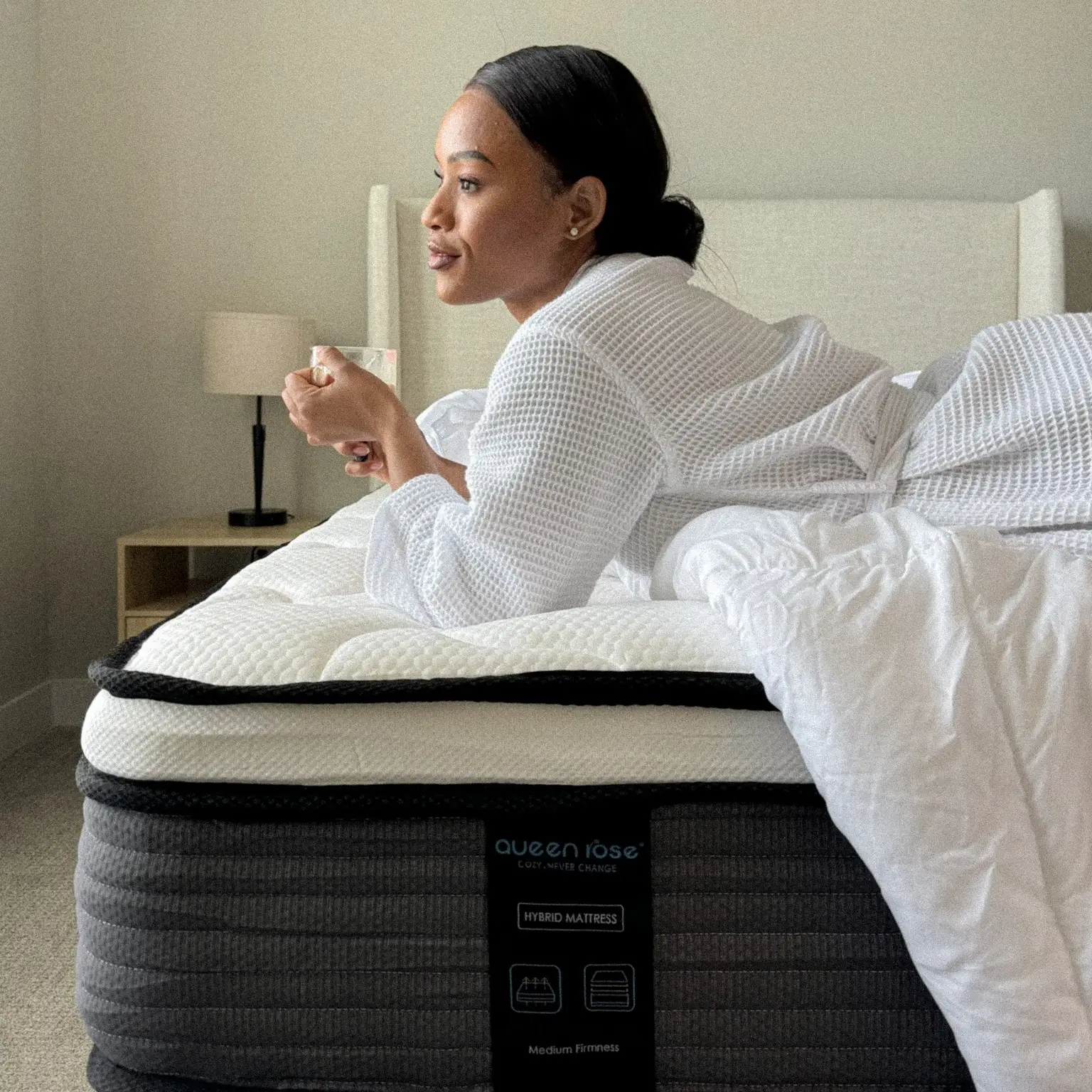 Queen Rose No Fiberglass Hybrid Mattress in a Box,Deliver this mattress to your door,10/12/14 Inch Individual Pocket Coils and Memory Foam Comfortable