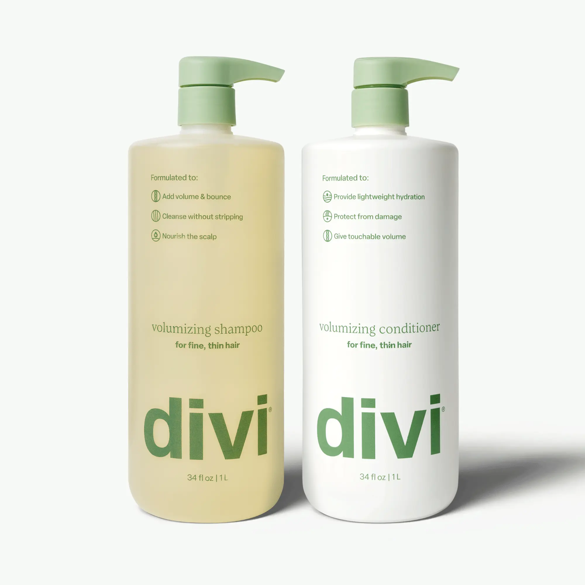 Volumizing Shampoo & Conditioner for Fine Hair, Jumbo Size 1L | Divi Volumizing Shampoo & Conditioner for Fine Hair, Jumbo Size 1L | Divi