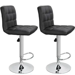 JupiterForce 2-Piece Adjustable PU Leather Modern Bar Stools with Back - 2-Seat, 360-Degree Rotational 360° Swivel Barstools with Adjustable Handles, Indoor Dining Furniture Chairs, 2-Seat Barstools
