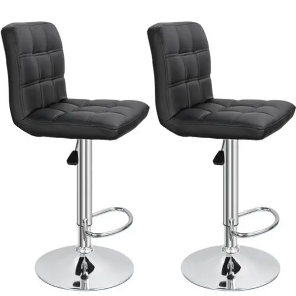 JupiterForce 2-Piece Adjustable PU Leather Modern Bar Stools with Back - 2-Seat, 360-Degree Rotational 360° Swivel Barstools with Adjustable Handles, Indoor Dining Furniture Chairs, 2-Seat Barstools