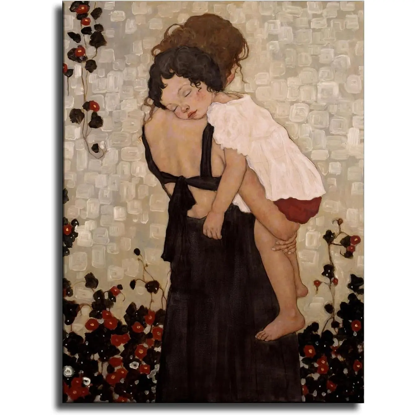 Gustav Klimt Mother Holding Child Poster Wall Art Decor Aesthetic Printing Picture Modern Canvas Living Room Decor Painting Framed and Unframed (08x10inch Unframed) Decoration Photo Gift Christmas Artwork Ornaments Artistic