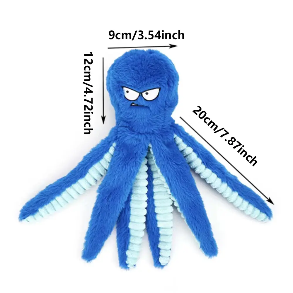 Octopus-Shaped Fabric Pet Chew Toy - Squeak Sound Interactive Play Toy, Safe for Paws, Mentally Stimulated Accessory for Small-Medium Dogs, Cats