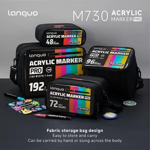 Languo 48/72/96/192 Colors Direct Ink Acrylic Marker Set Artist Bundle Professional Rich Color Style Smooth Flow, Layerable & Vibrant Ideal for Illustration, Student Art & Creative Projects